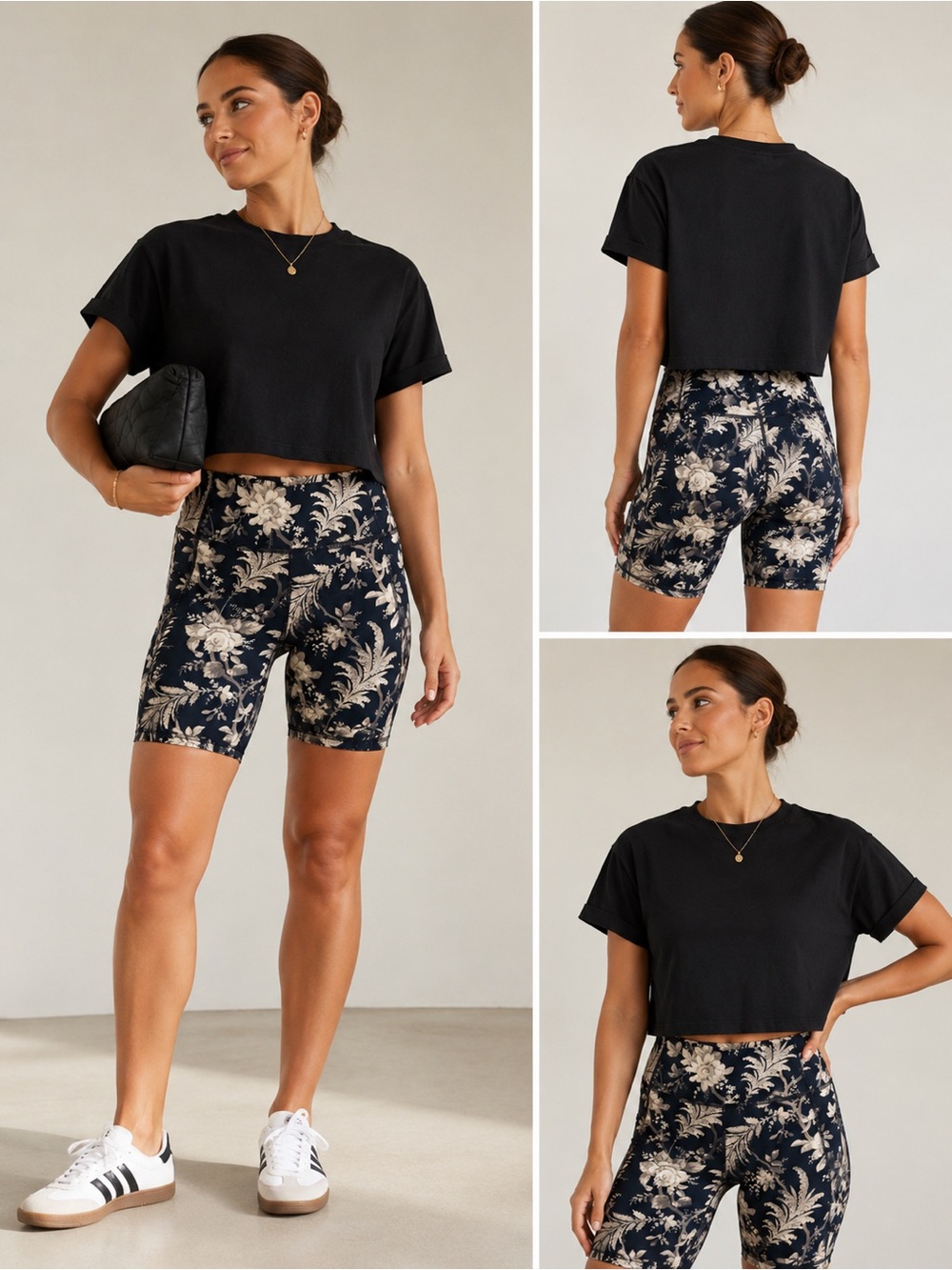 NWT | Tuckernuck | 7” Ojai Vines Bike Shorts Black Beige Floral - Size XS